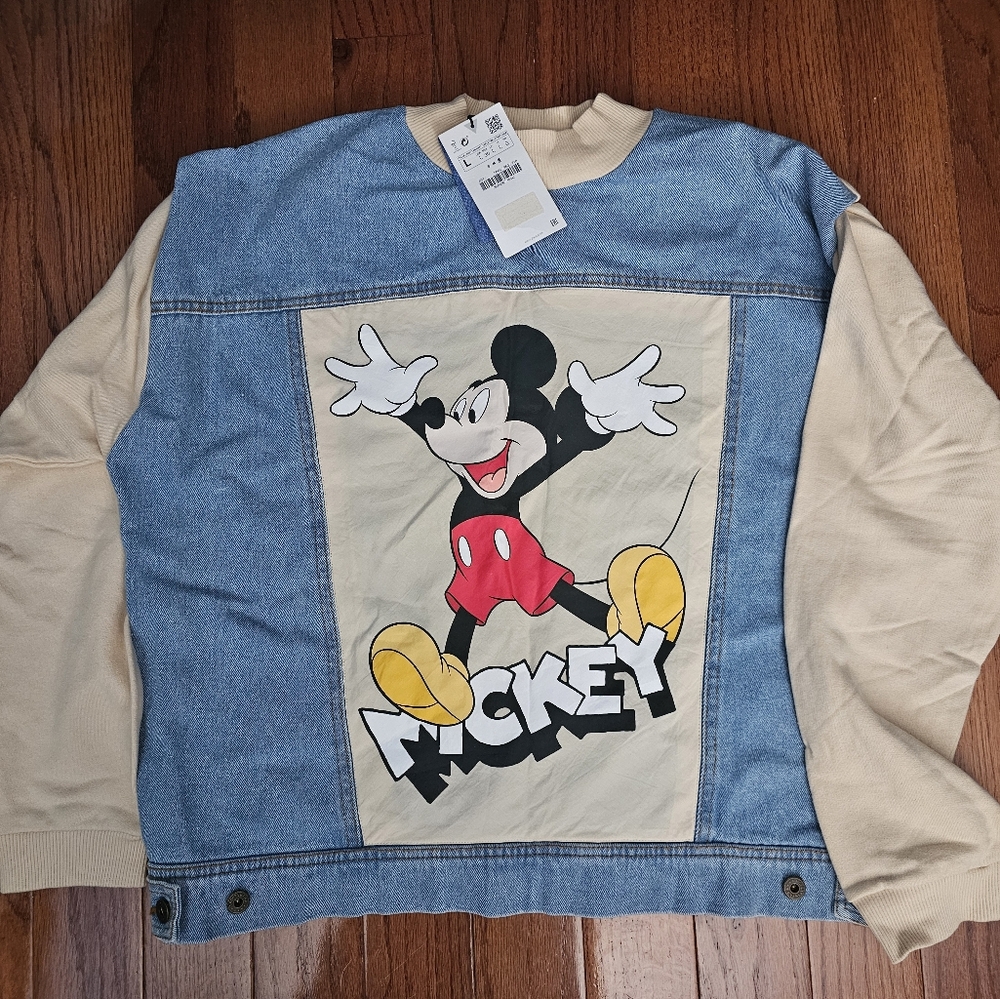 Rare Disney X Zara Light Blue Denim Crewneck Sweater